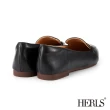 【HERLS】樂福鞋-一字金釦尖頭平底樂福鞋(黑色)