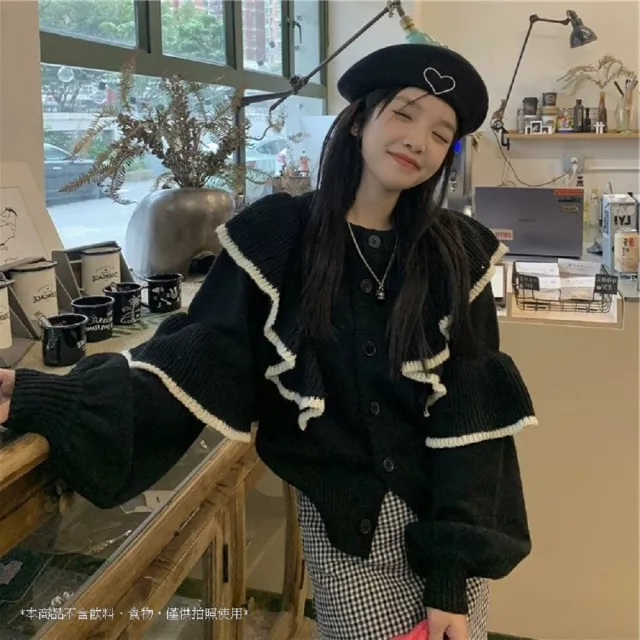 【AS 梨卡】荷葉邊上衣 針織 澎澎袖外套 DR369