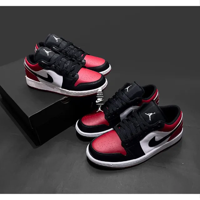 NIKE 耐吉】Air Jordan 1 Low Bred Toe 黑紅黑腳趾男款(553558-612