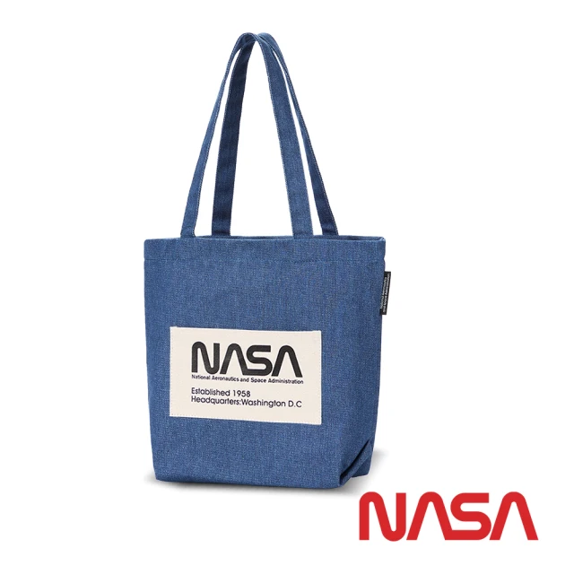NASA SPACE 美國太空總署 經典厚磅棉質LOGO帆布袋 NA20003-42(丹寧藍)