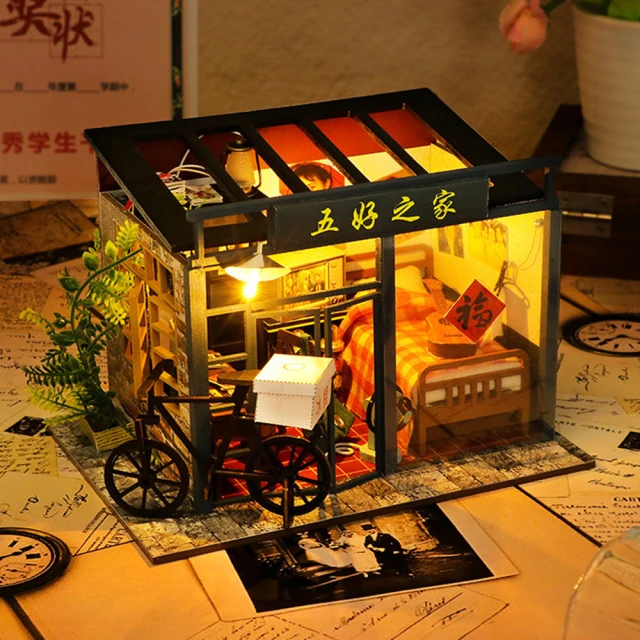 果果森林 DIY童話鎮咖啡館畫室街景樂高積木拼裝微縮模型玩具