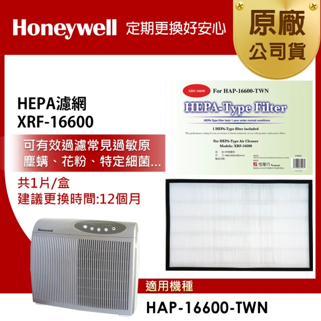 美國Honeywell HEPA濾網XRF-16600(適用HAP-16600)