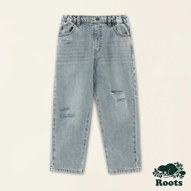 RootsRoots Roots大童- 直筒磨破單寧長褲(藍色)