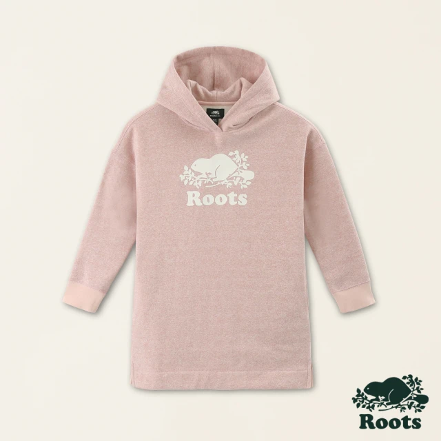 Roots Roots大童-金蔥海狸系列 經典海狸連帽洋裝(淺粉色)