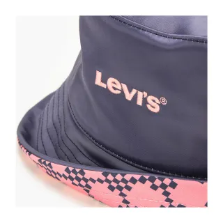 【LEVIS 官方旗艦】男女同款 雙面用漁夫帽 / 精工Logo刺繡 螢光粉 人氣新品 D7762-0002
