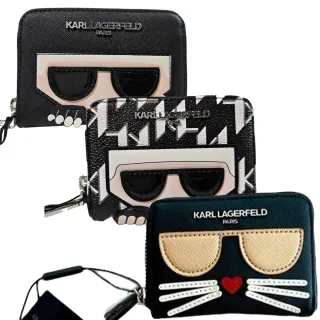 【KARL LAGERFELD 卡爾】karl lagerfeld 卡爾 防刮大臉老佛爺零錢包 卡包 三色可選