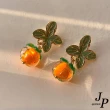 【Jpqueen】琉璃柿子復古日系半透耳環項鍊可選(橙色)