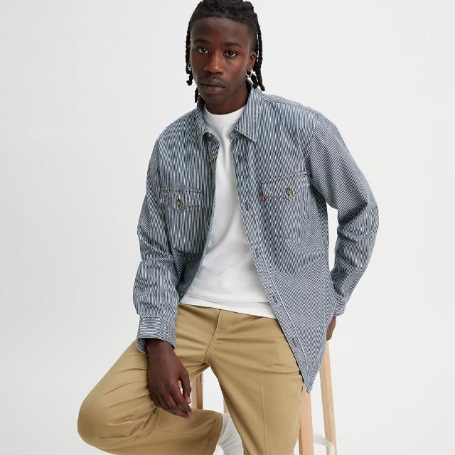 【LEVIS】男款 英倫復古條紋襯衫 / 寬鬆休閒版型 上衣 熱賣單品 A1919-0030
