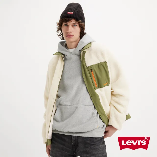 【LEVIS 官方旗艦】男款 暖身鋪毛防風outdoor外套 牛奶白 熱賣單品 A5631-0002