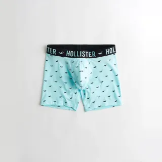【HOLLISTER Co】HCO 海鷗 經典刺繡滿版小海鷗文字貼身平口男內褲-水藍色(平輸品/)