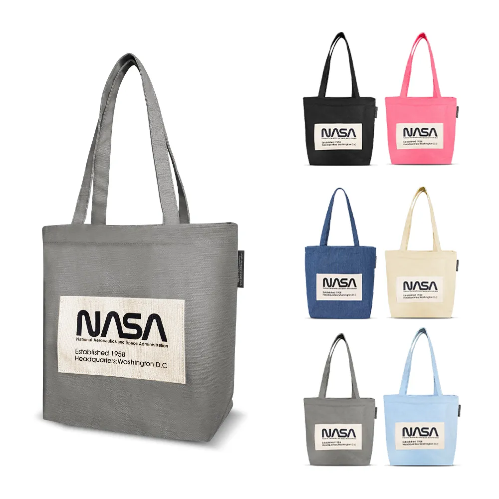 【NASA SPACE】買一送一。買包送潮流帽任選│經典厚磅棉質LOGO帆布袋-NA20003(6色可選)