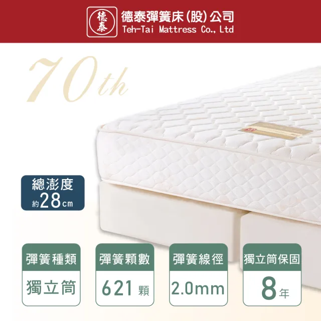 【德泰 歐蒂斯系列】乳膠獨立筒 彈簧床墊-特大7尺(送乳膠QQ對枕)