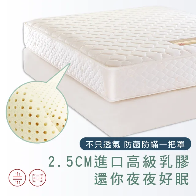 【德泰 歐蒂斯系列】乳膠獨立筒 彈簧床墊-雙人5尺(送乳膠QQ對枕)