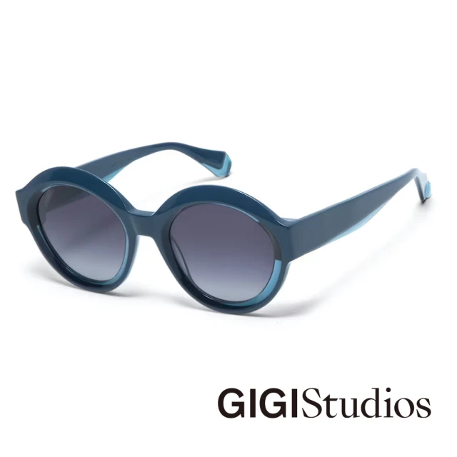 GIGI Studios 西班牙設計 特色斜切粗圓框墨鏡(藍
