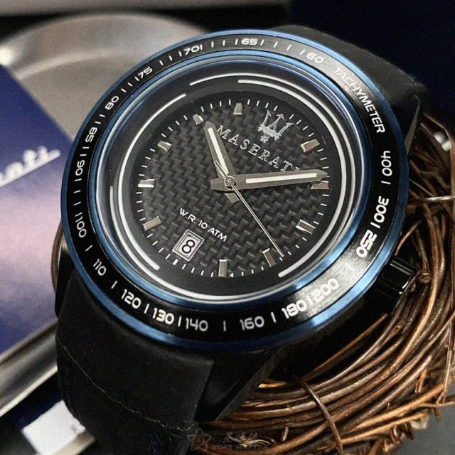 MASERATI 瑪莎拉蒂 MASERATI手錶型號R8851110003(黑色錶面黑錶殼深黑色真皮皮革錶帶款)
