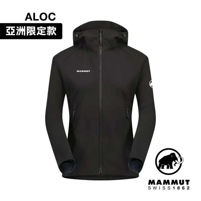 【Mammut 長毛象】Macun 2.0 SO Hooded Jkt AF 日系防潑水軟殼連帽外套 黑色 女款 #1011-00802