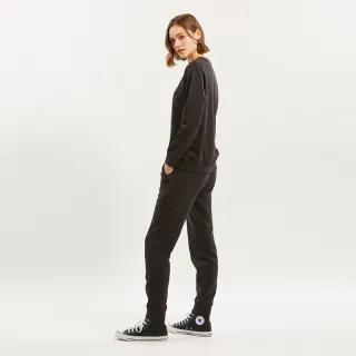 【Hang Ten】女裝-經典素面長袖休閒運動套裝(黑)