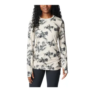 【Columbia 哥倫比亞 官方旗艦】女款-Leslie Falls™UPF50快排長袖上衣-卡其印花(UAP72670KW/HF)