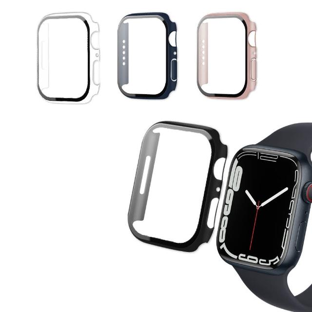 Apple Watch Series 9 8 7 45mm 全包覆 系列 9H鋼化玻璃貼 錶殼 一體式保護殼 