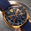 【Ferrari 法拉利】FERRARI手錶型號FE00074(寶藍色錶面玫瑰金錶殼寶藍真皮皮革錶帶款)