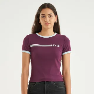 【LEVIS 官方旗艦】女款 復古滾邊短版T恤 / 修身版型 / 運動Logo 紫 熱賣單品 A3519-0003