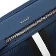 【BALLY】經典黑白黑條紋帆布拼接三用後背包胸口包腰包(藍)