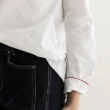【Arnold Palmer 雨傘】女裝-滿版品牌LOGO印花條紋襯衫(白色)