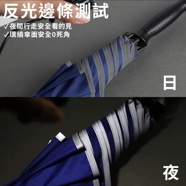 【boy】全玻纖反光抗風直骨傘(鐵灰 直骨傘 全玻纖 抗風 大傘面  反光 安全 德國boy)