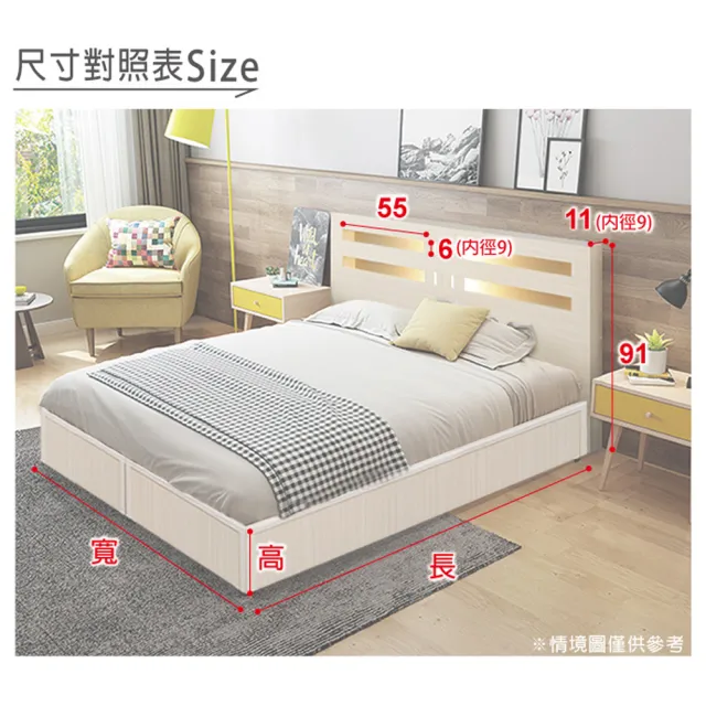 【ASSARI】夏樂蒂內崁燈光機能型床組_床頭片+3分床底(雙人5尺)
