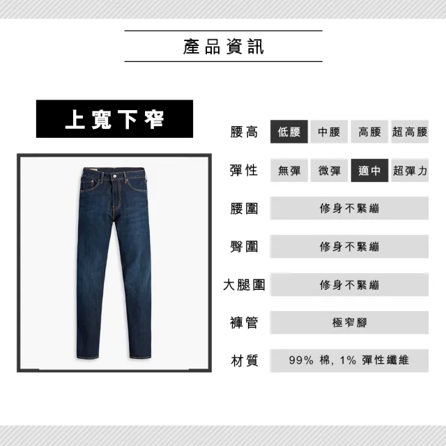 【LEVIS 官方旗艦】男款 上寬下窄 512低腰修身窄管牛仔褲 / 精工原色水洗 / 彈性布料 熱賣單品 28833-1201