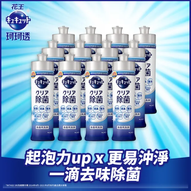 【Kao 花王】珂珂透 Cucute 超濃縮洗碗凝露 240ml x12瓶/箱(清新柑橘/麝香葡萄/清香綠茶/葡萄柚香)