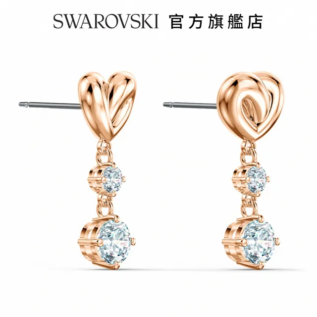 【SWAROVSKI 官方直營】Lifelong Heart 玫金色戀之結穿孔耳環 交換禮物