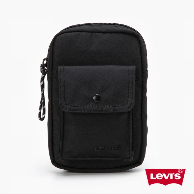 【LEVIS 官方旗艦】男女同款 手機、證件包 / 立體浮雕Logo 簡約黑 人氣新品 D7778-0001