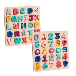 【i-smart】木製拼圖手抓字母數字認知板 感覺統合開發訓練(字母/數字 拼圖益智玩具)