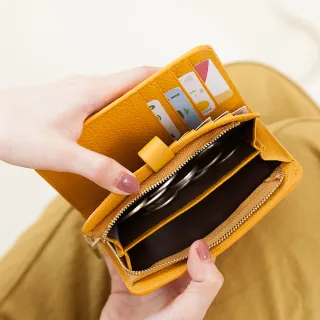 【CHENSON】內外全真皮 11卡中夾附獨立零錢袋(W22604)