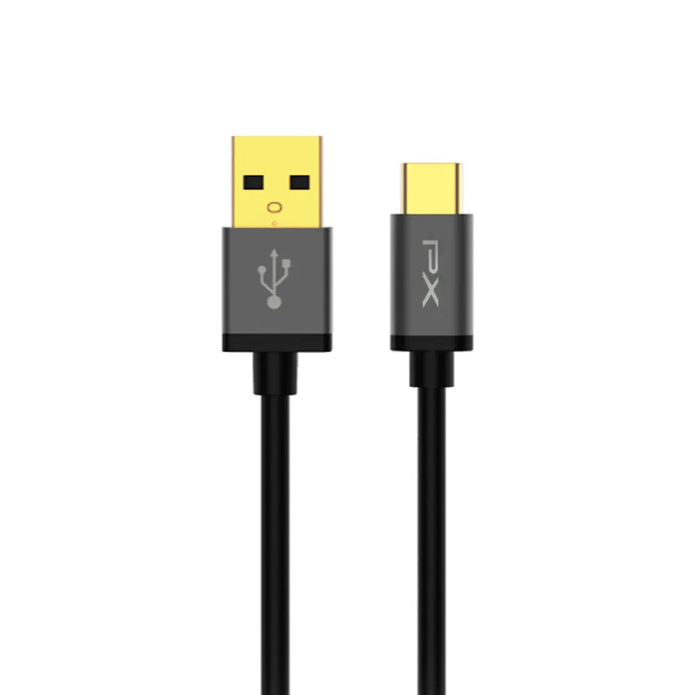 【PX 大通】UAC2-1B 1公尺/1米/黑色TYPE C手機充電傳輸線USB 2.0 A to C(9V快速充電/5V@3A充電)