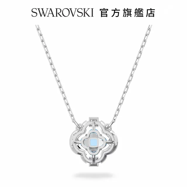 【SWAROVSKI 官方直營】Sparkling Dance 項鍊 藍色 鍍銠 交換禮物