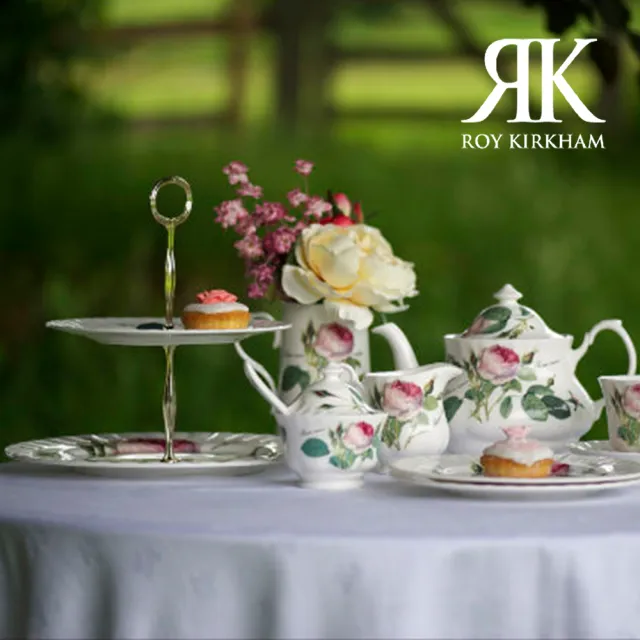 【英國ROY KIRKHAM】Redoute Rose 浪漫淺玫瑰系列230ML咖啡花茶杯盤組(英國製骨瓷杯)
