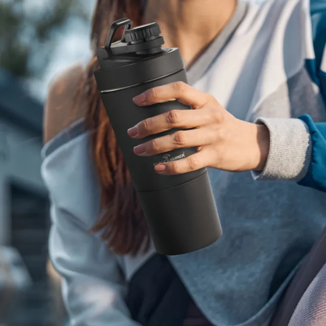 【BLACK HAMMER】買1送1 不鏽鋼超真空雙層搖搖運動瓶750ML(三色任選)