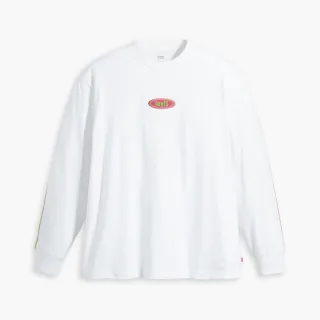 【LEVIS 官方旗艦】男款 寬鬆版長袖T恤 / Y2K復古Logo X 側邊條 白 熱賣單品 A6145-0001