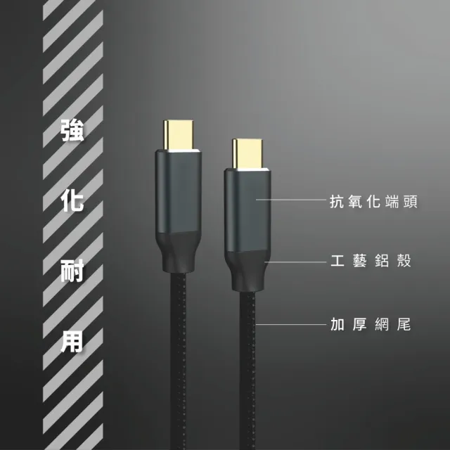 【TeZURE】100W Type-C to Type-C 黑色1米(支援蘋果PD3.0 相容android向下支援)