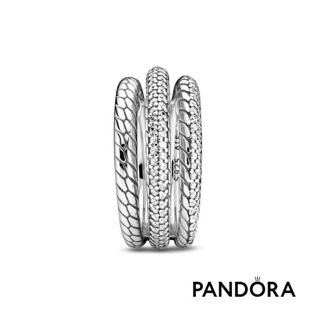 【Pandora官方直營】密鑲寶石蛇鏈紋三圈戒指-絕版品