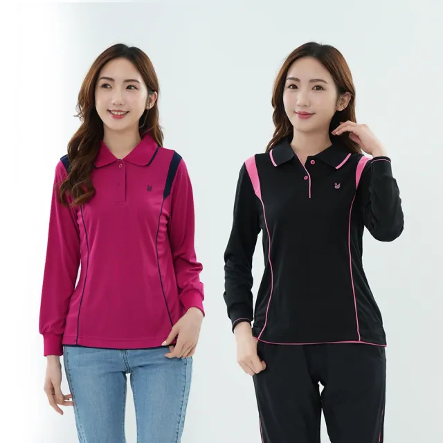【遊遍天下】MIT台灣製女款抗UV防曬涼感吸濕排汗機能長袖POLO衫(M-5L)