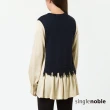 【SingleNoble 獨身貴族】典雅緞面面料與麻花針織拼接造型長袖上衣(1色)