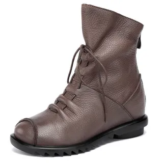 【AVICE 艾薇斯】★爆款復古真皮短靴(文青/時尚/輕便/百搭)