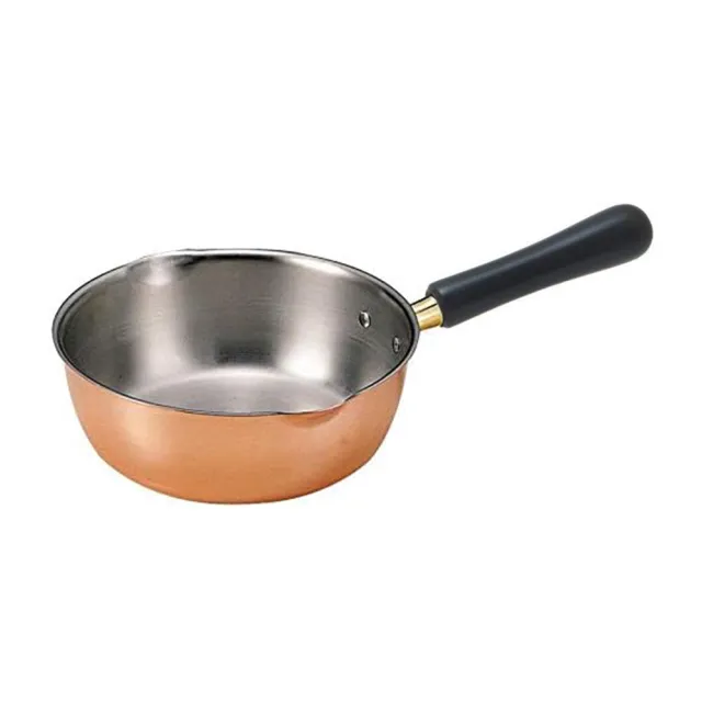 ヴィンテージ 未使用*木 と 純銅 ミルクパン 片手鍋*銅鍋 雪平鍋