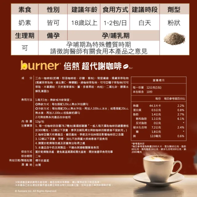 【船井burner倍熱】超代謝咖啡6盒(共60入)