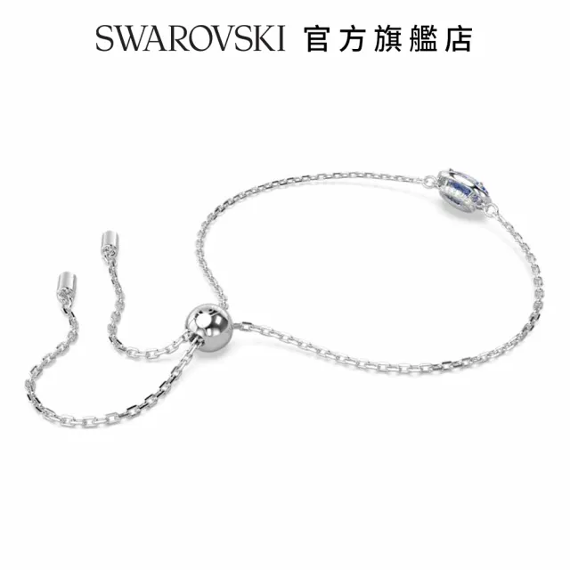 【SWAROVSKI 官方直營】Constella 手鏈橢圓形切割 藍色 鍍白金色 交換禮物