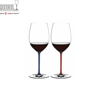 【Riedel】Fatto A Mano 卡本內手工紅酒杯-藍紅-單杯裝-2入(頂級手工工藝品質)
