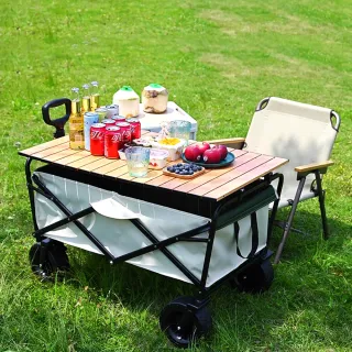 【ASUSE】5吋 戶外露營手推車蛋卷折疊桌板 便攜式野餐桌板 小拉車桌板